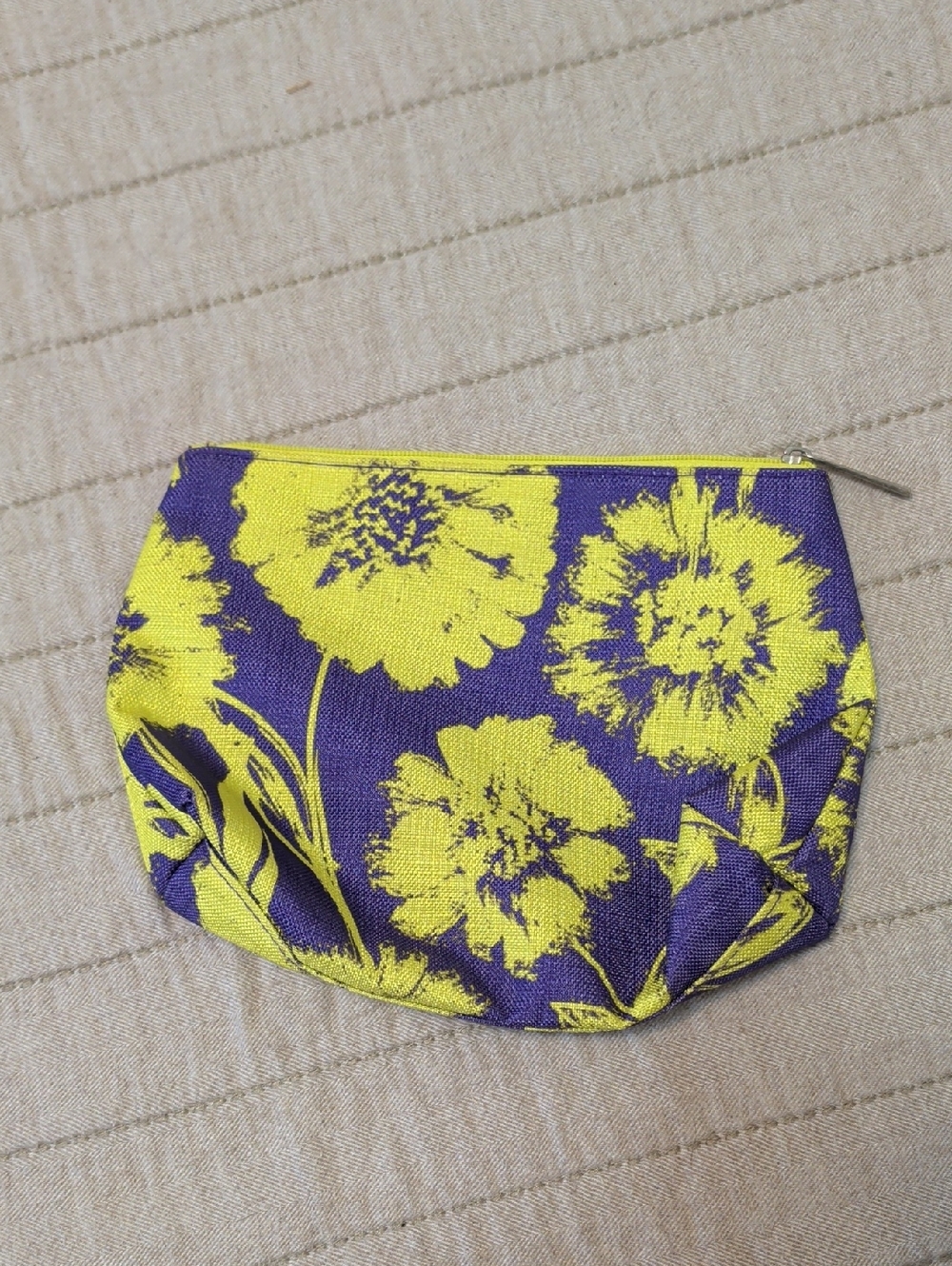 Floral Zip Pouch in Yellow and Purple